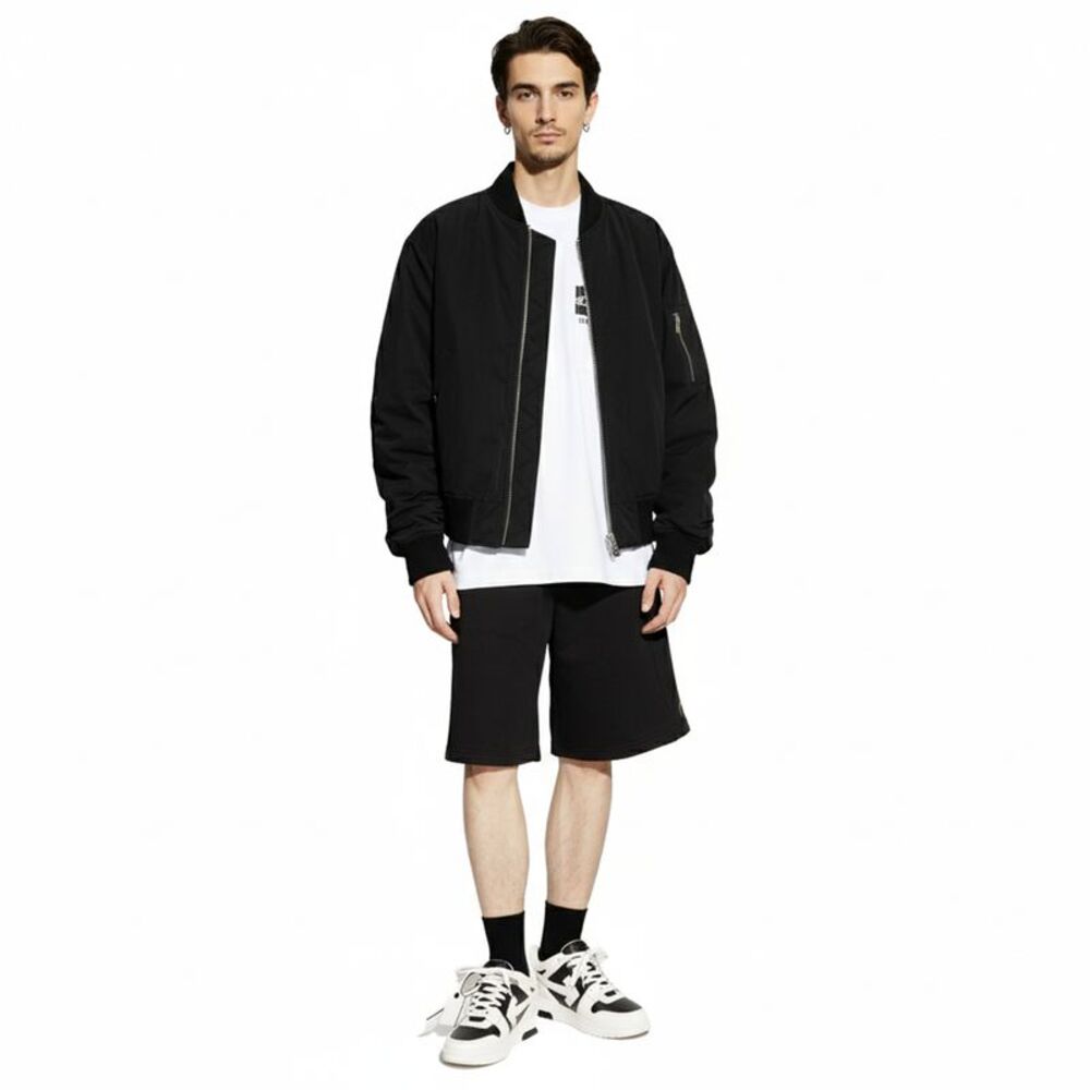 Versace Jeans Couture Black Foil Signature Sweatpant Shorts